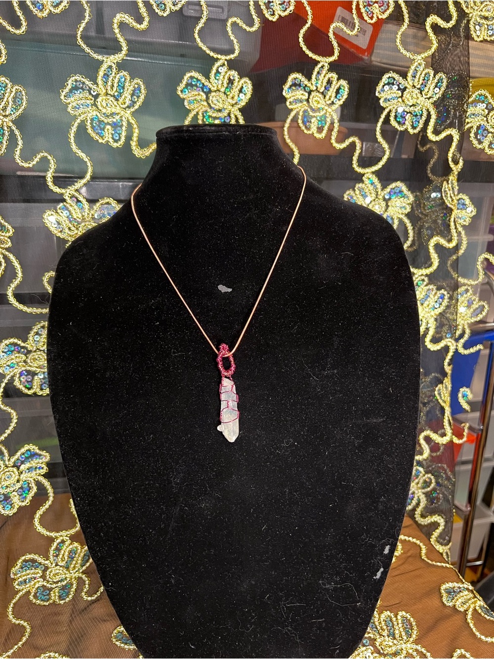 Handcrafted Wrapped Crystal Pendant Necklace